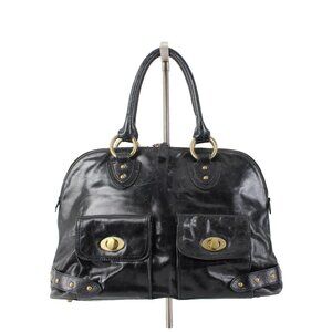 Prague Purse 15 x 10 x 5 Black Bronze Hardware Pockets Leather AS IS Purse